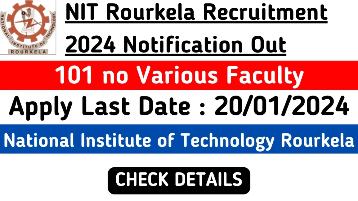 NIT Rourkela Faculty Recruitment 2024 Notification Out, 101 No Post